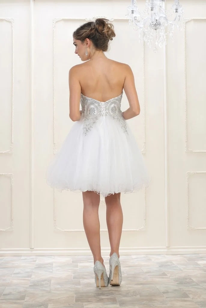 Strapless A Line Embroidered Cute Homecoming Dress MQ1414