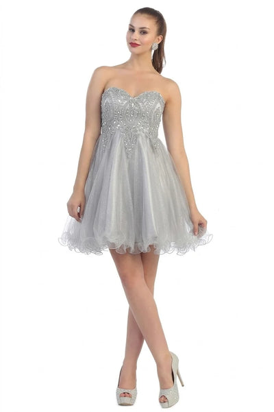Strapless A Line Embroidered Cute Homecoming Dress MQ1414