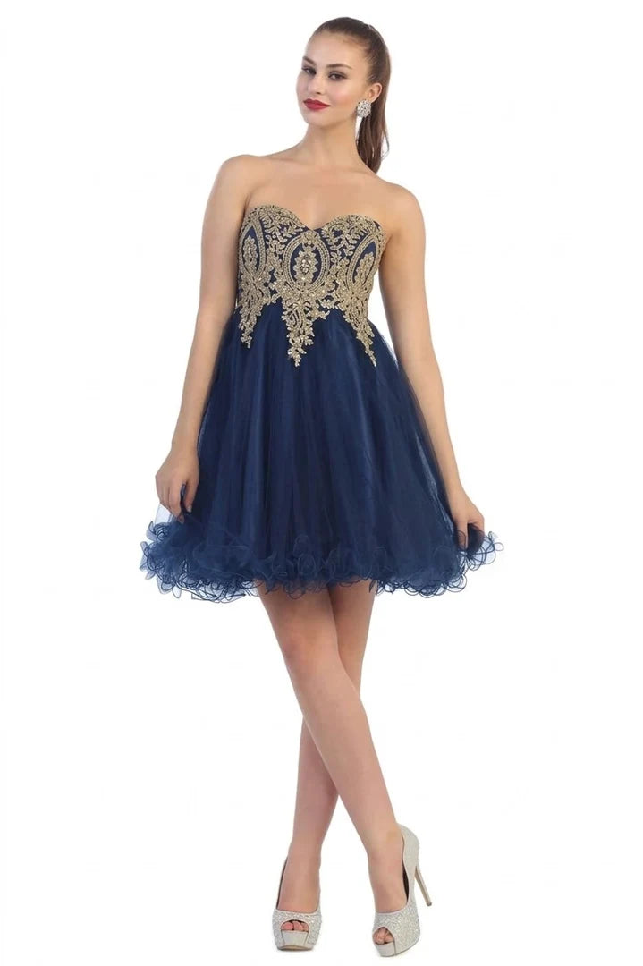 Strapless A Line Embroidered Cute Homecoming Dress MQ1414
