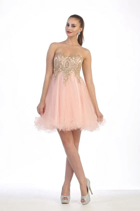 Strapless A Line Embroidered Cute Homecoming Dress MQ1414