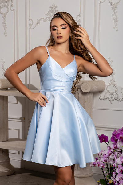 A Line Spaghetti Strap Short Cocktail Dress