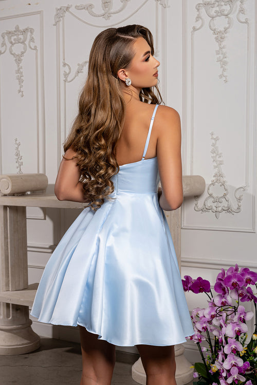 A Line Spaghetti Strap Short Cocktail Dress