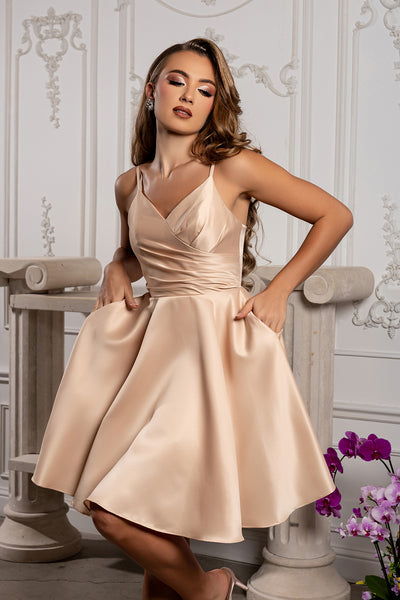 A Line Spaghetti Strap Short Cocktail Dress