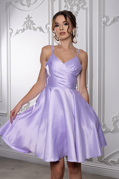 A Line Spaghetti Strap Short Cocktail Dress Homecoming Outfit by May Queen MQ1654