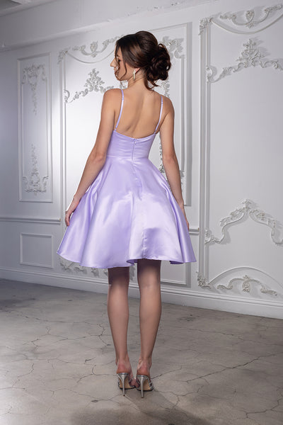 A Line Spaghetti Strap Short Cocktail Dress Homecoming Outfit by May Queen MQ1654