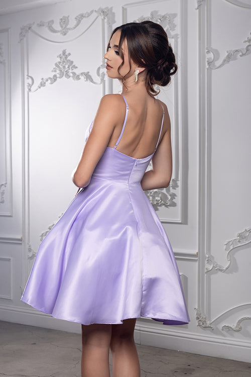 A Line Spaghetti Strap Short Cocktail Dress Homecoming Outfit by May Queen MQ1654