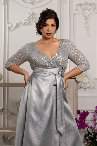 Short Sleeve Mother of the Groom Dress with Slit