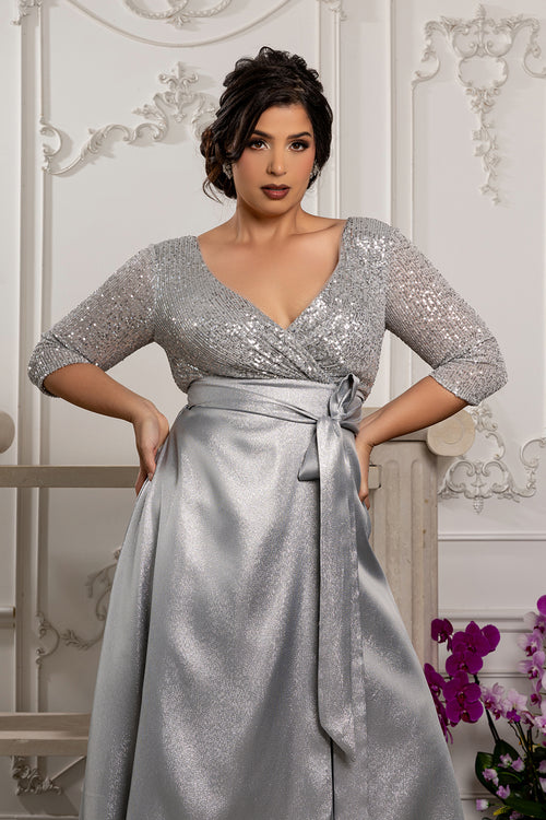 Short Sleeve Mother of the Groom Dress with Slit
