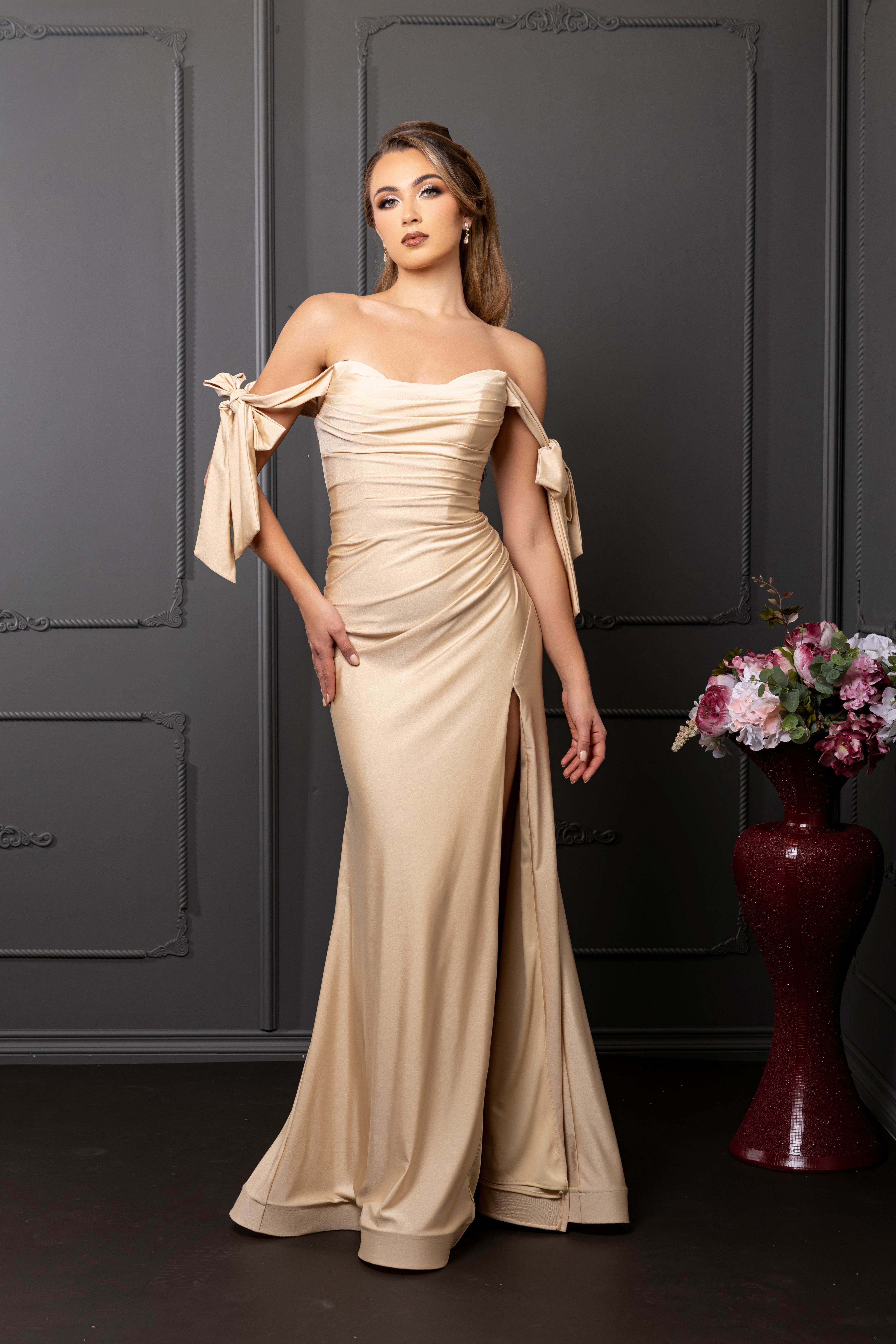 Champagne Wedding Dress Long Bridal Gown and Plus Size