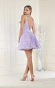 3D Floral Lace Short A-Line Dress with Deep V-Neck & Lace-Up Back By May Queen MQ1896