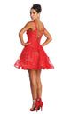 3D Floral Lace Short A-Line Dress with Deep V-Neck & Lace-Up Back By May Queen MQ1896