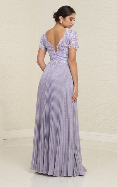 May Queen MQ1902 Short Sleeve Pleated Formal Dress