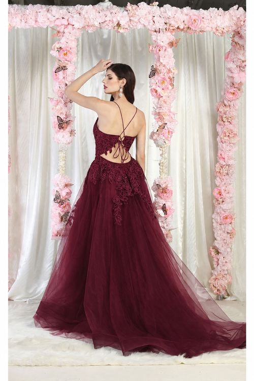 May Queen MQ2013 Corset Floral Applique Formal Dress