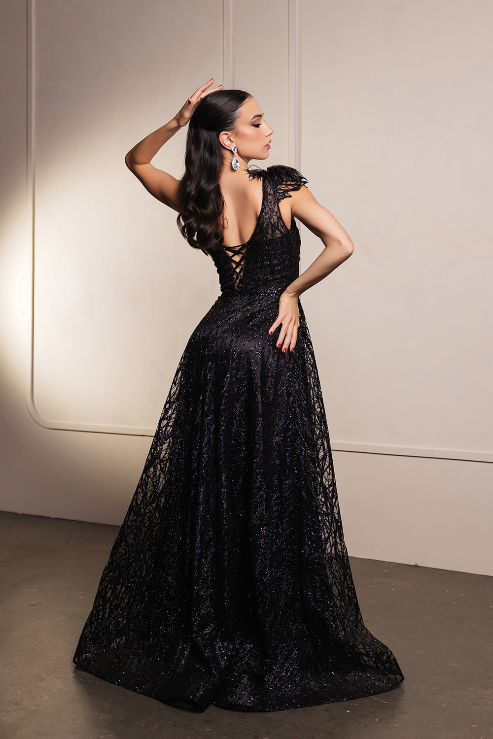 May Queen MQ2024 Asymmetrical Embellished Gala Gown with Slit