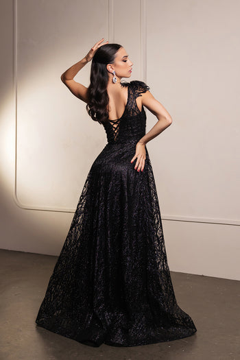 May Queen MQ2024 Asymmetrical Embellished Gala Gown with Slit