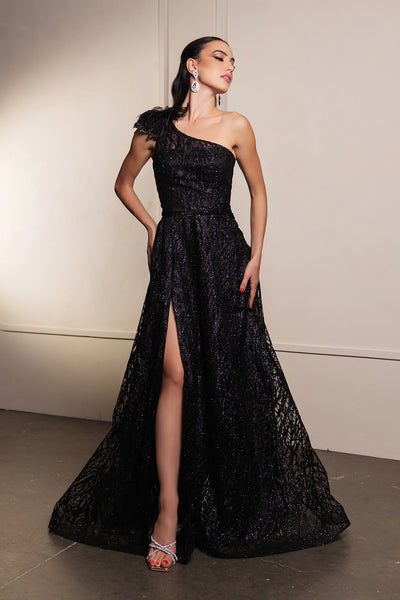 May Queen MQ2024 Asymmetrical Embellished Gala Gown with Slit