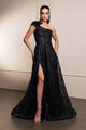 May Queen MQ2024 Asymmetrical Embellished Gala Gown with Slit