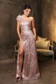 May Queen MQ2024 Asymmetrical Embellished Gala Gown with Slit