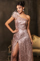 May Queen MQ2024 Asymmetrical Embellished Gala Gown with Slit