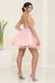 May Queen MQ2067 V-Neck Glitter A-Line Short Prom Dress - Dress