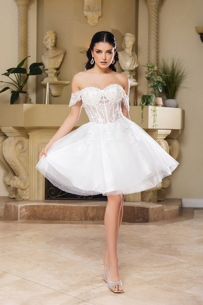 May Queen MQ2080 Sweetheart Leafy Corset A-Line Short Hoco Dress