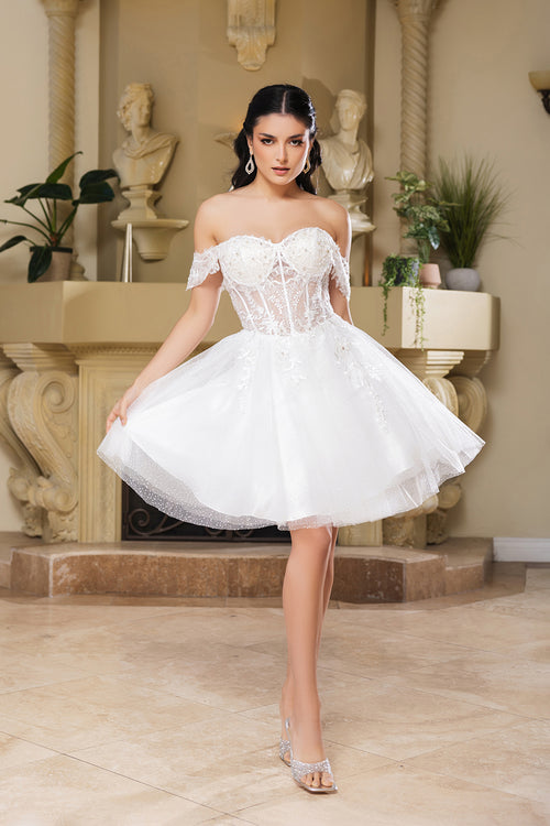 May Queen MQ2080 Sweetheart Leafy Corset A-Line Short Hoco Dress