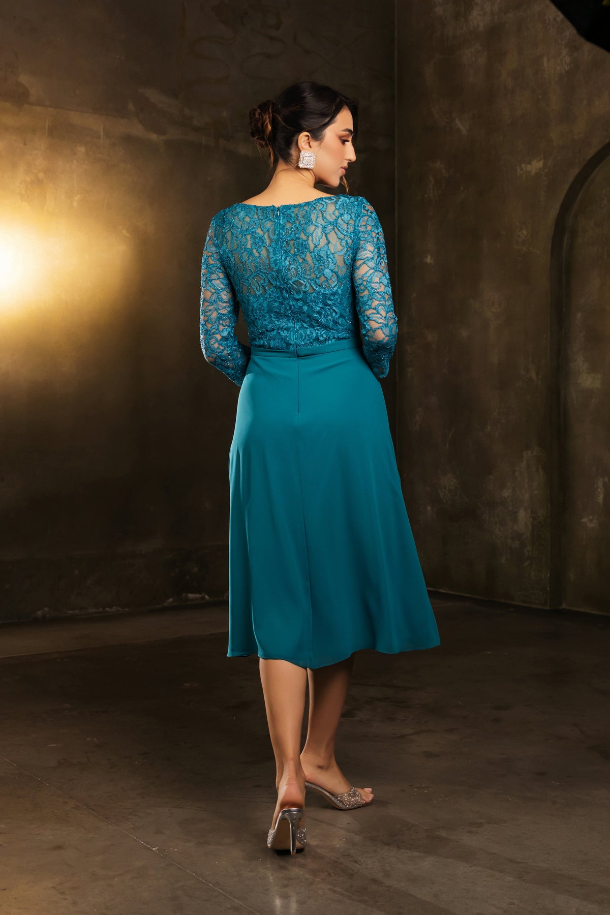 May Queen MQ2100 3/4 Sleeves Tea Length Mother of the Bride Dress