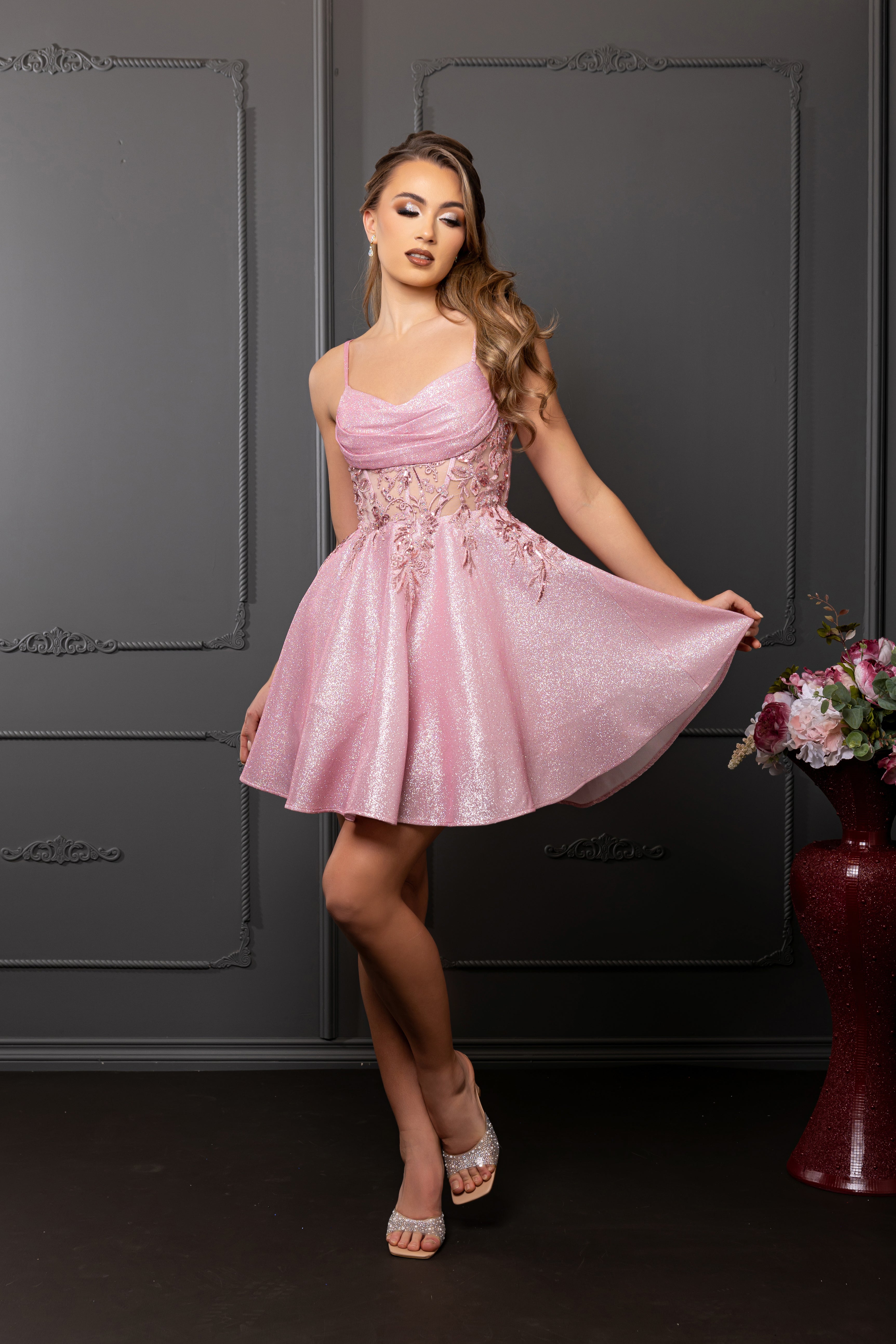 Semi Formal Corset Back A-Line Cocktail Dress By May Queen MQ2107