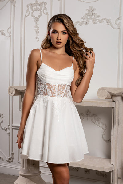 Semi Formal Corset Back A-Line Cocktail Dress By May Queen MQ2107
