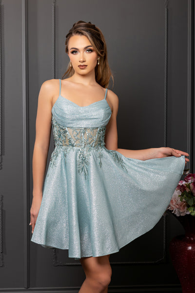 Semi Formal Corset Back A-Line Cocktail Dress By May Queen MQ2107