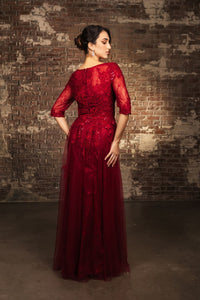 Formal Dress 3/4 Sleeves A-Line Evening Gown By May Queen MQ2143 - Dress