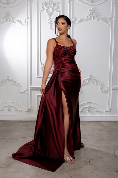 Gala Dress Square Neck Sleeveless Plus Size Prom Gown By May Queen MQ2145B