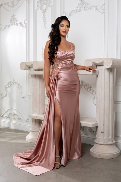 Gala Dress Square Neck Sleeveless Plus Size Prom Gown By May Queen MQ2145B
