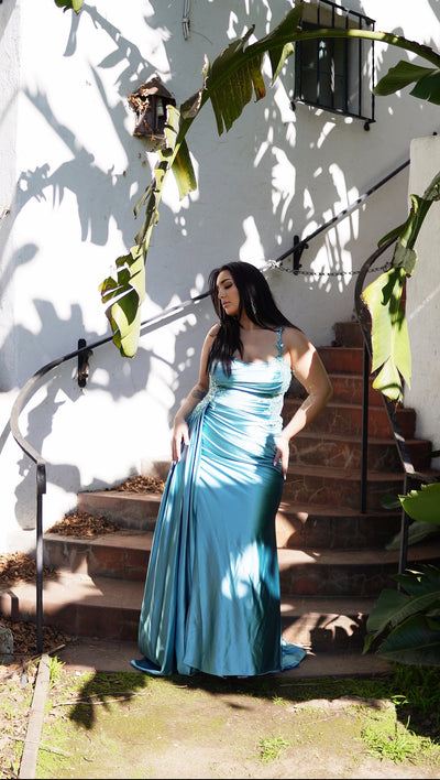 Gala Dress Square Neck Sleeveless Plus Size Prom Gown By May Queen MQ2145B