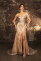 May Queen MQ2158 Off-Shoulder Glitter Gown with High Slit Formal Prom & Red-Carpet Dress-New Collection