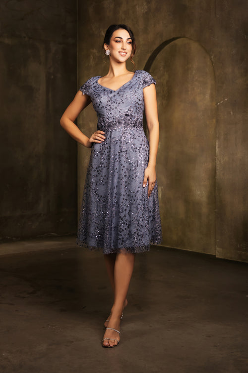 Mother Of The Bride V-Neck A-Line Sequin Dress By May Queen MQ2162