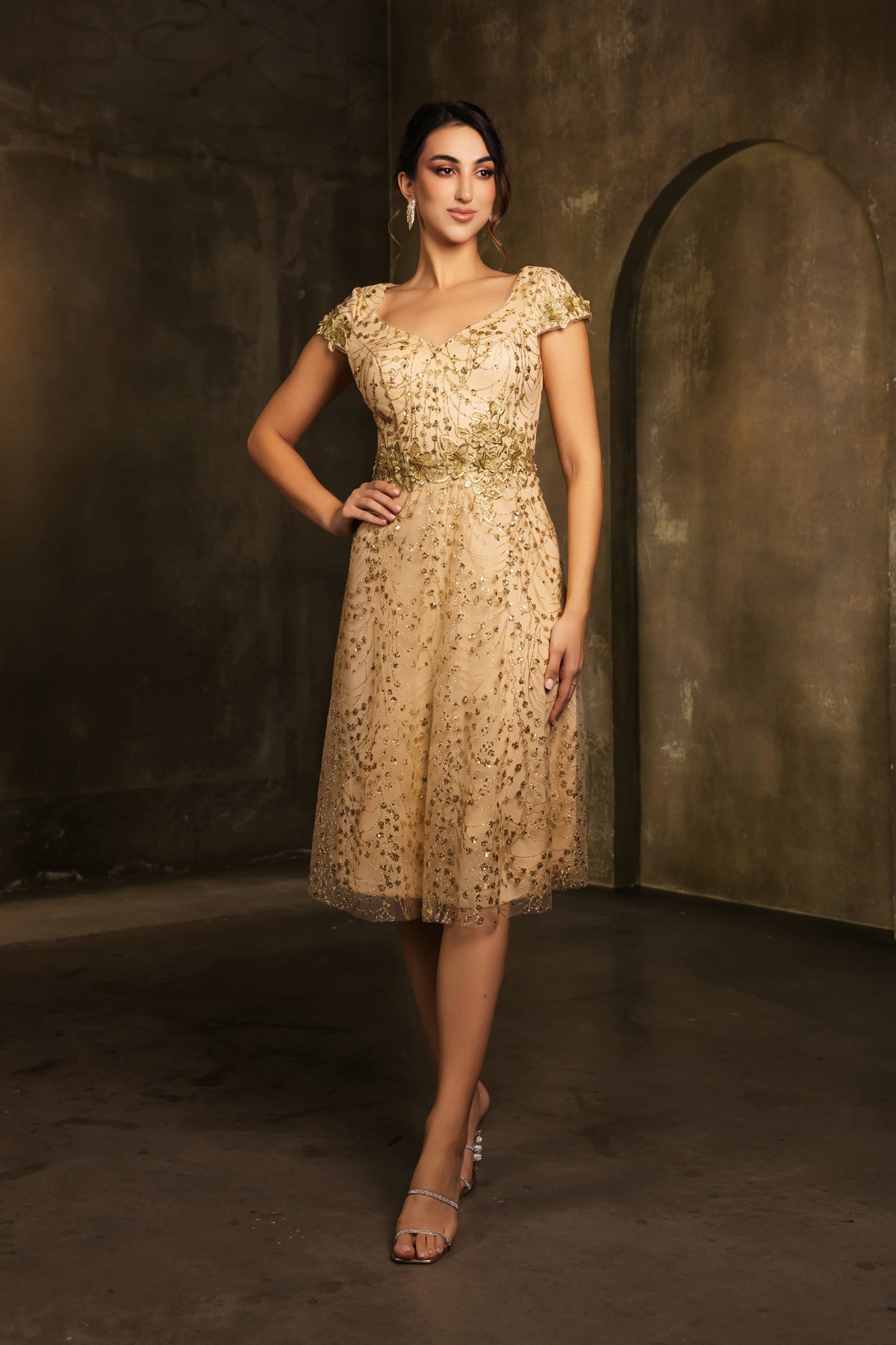 Mother Of The Bride V-Neck A-Line Sequin Dress By May Queen MQ2162