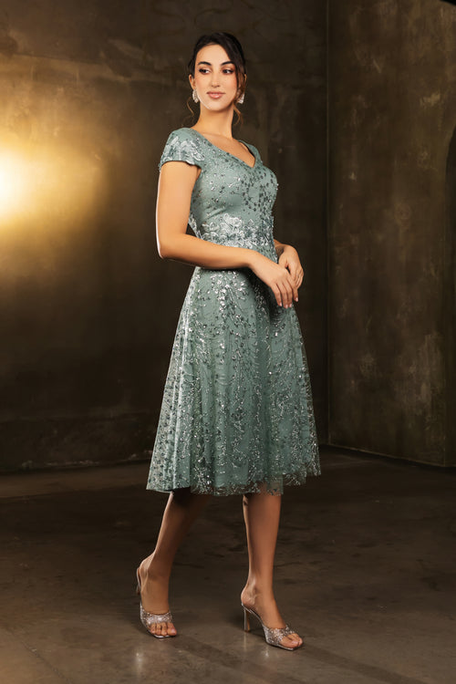 Mother Of The Bride V-Neck A-Line Sequin Dress By May Queen MQ2162