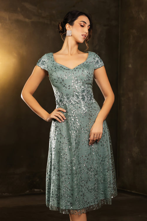 Mother Of The Bride V-Neck A-Line Sequin Dress By May Queen MQ2162
