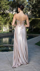 Evening Gown with Beaded Corset Bodice & High Slit Prom Dress By May Queen MQ2168