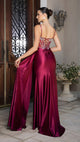 Evening Gown with Beaded Corset Bodice & High Slit Prom Dress By May Queen MQ2168