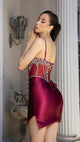 Satin Mini Dress with Sheer Corset Bodice & Rhinestone Embellished Lace-Up Back By May Queen MQ2169