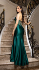 Strapless Crystal Embellished Satin Evening Gown with High Slit Formal Prom Dress By May Queen MQ2170