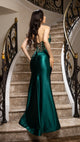 Strapless Crystal Embellished Satin Evening Gown with High Slit Formal Prom Dress By May Queen MQ2170