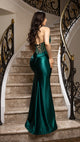 Strapless Crystal Embellished Satin Evening Gown with High Slit Formal Prom Dress By May Queen MQ2170