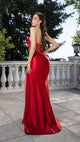 Strapless Crystal Embellished Satin Evening Gown with High Slit Formal Prom Dress By May Queen MQ2170