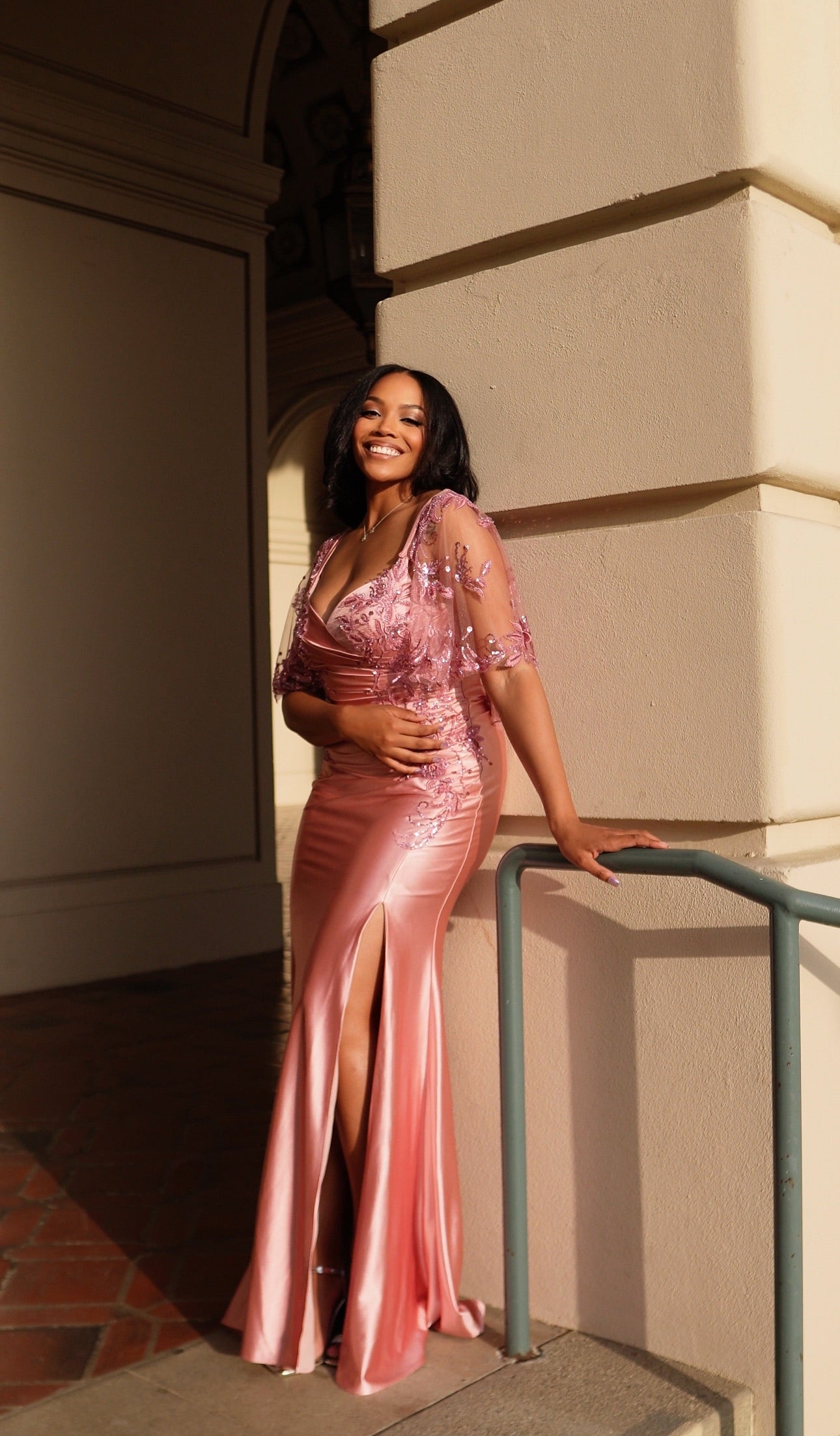 Sequin Lace Mermaid Gown with Sweetheart Neckline and Sheer Sleeves By May Queen MQ2173