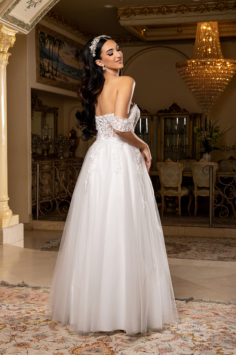 Sleeveless A-Line Wedding Dress with Lace Appliqué Bodice by May Queen MQ2176