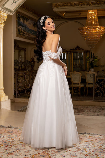 Sleeveless A-Line Wedding Dress with Lace Appliqué Bodice by May Queen MQ2176