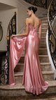 Off-Shoulder Sequin Applique Satin Evening Gown Formal Prom Dress By May Queen MQ2179